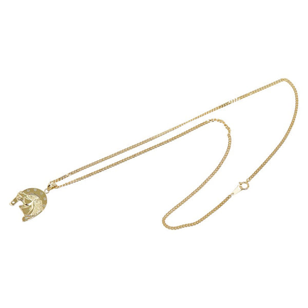 K18YG イエローゴールド ホースシュー 馬蹄 ペンダントネックレス レディース 【中古】