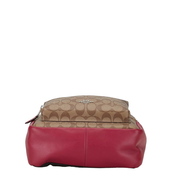 コーチ シグネチャー リュック バックパック F32200 ベージュ ピンク PVC レザー レディース COACH 【中古】