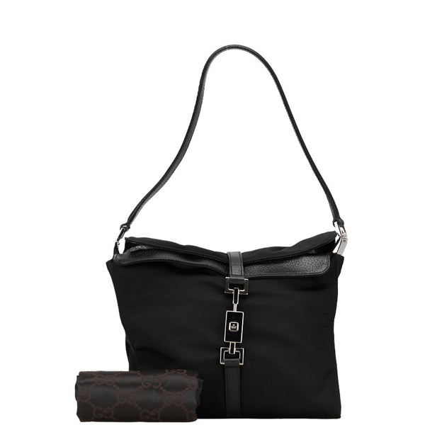 グッチ ジャッキー ハンドバッグ 001.3734 ブラック キャンバス レザー レディース GUCCI 【中古】