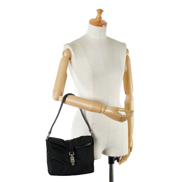 グッチ ジャッキー ハンドバッグ 001.3734 ブラック キャンバス レザー レディース GUCCI 【中古】