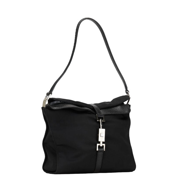 グッチ ジャッキー ハンドバッグ 001.3734 ブラック キャンバス レザー レディース GUCCI 【中古】