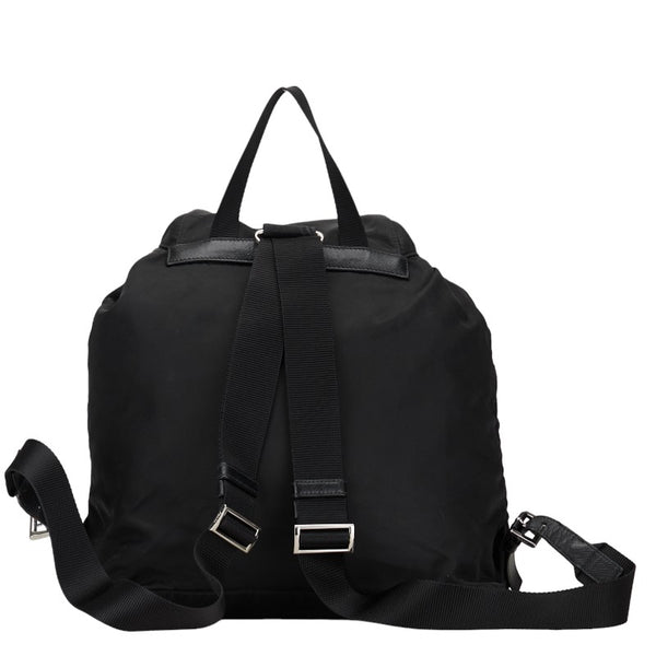 プラダ 三角ロゴプレート リュック バックパック ブラック ナイロン レザー レディース PRADA 【中古】