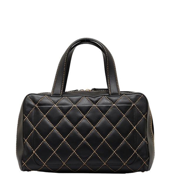 シャネル ココマーク ワイルドステッチ ハンドバッグ ミニボストンバッグ ブラック レザー レディース CHANEL 【中古】