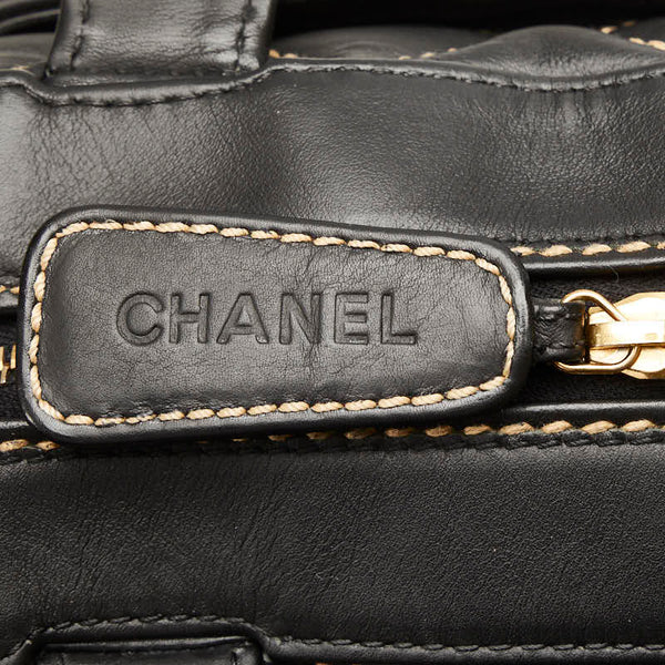 シャネル ココマーク ワイルドステッチ ハンドバッグ ミニボストンバッグ ブラック レザー レディース CHANEL 【中古】