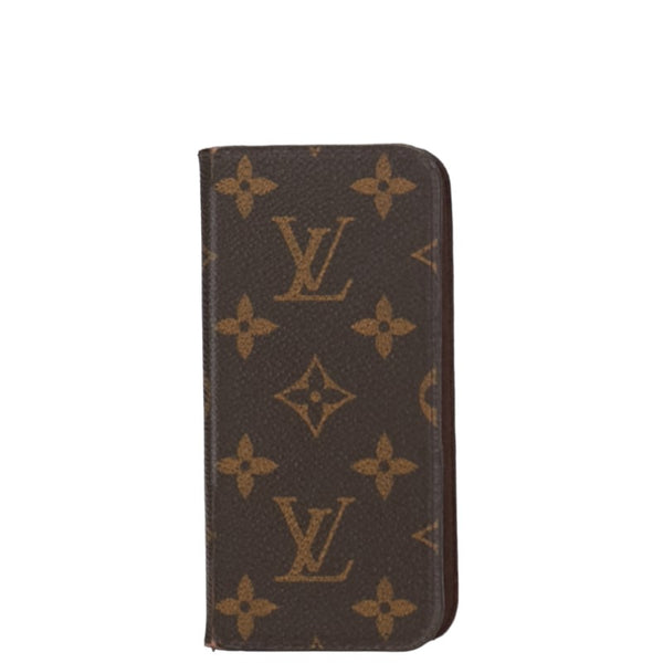 ルイ ヴィトン モノグラム フォリオ iPhone7 アイフォンケース M61905 ブラウン PVC レディース LOUIS VUITTON 【中古】