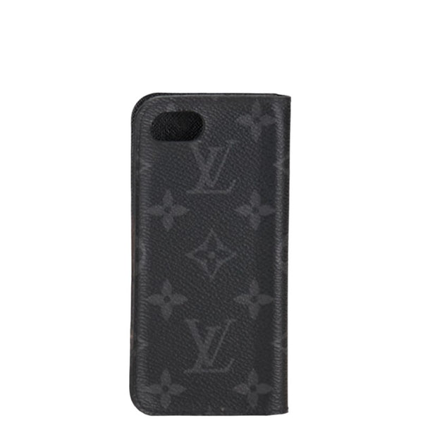 ルイ ヴィトン モノグラム エクリプス フォリオ iPhone7 アイフォンケース M62640 ブラック PVC レディース LOUIS VUITTON 【中古】