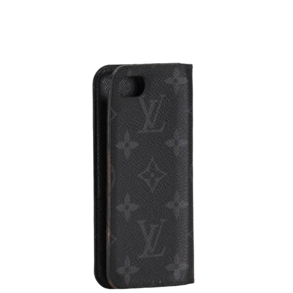 ルイ ヴィトン モノグラム エクリプス フォリオ iPhone7 アイフォンケース M62640 ブラック PVC レディース LOUIS VUITTON 【中古】