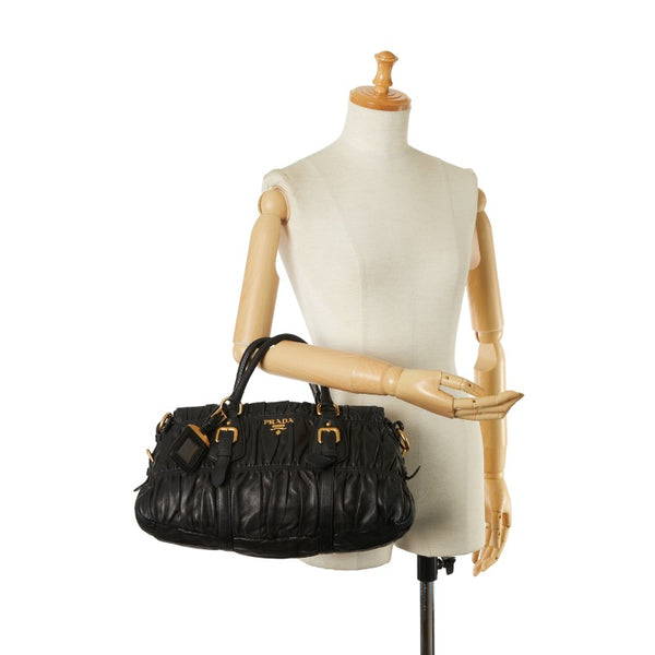 プラダ ハンドバッグ ブラック レザー レディース PRADA 【中古】