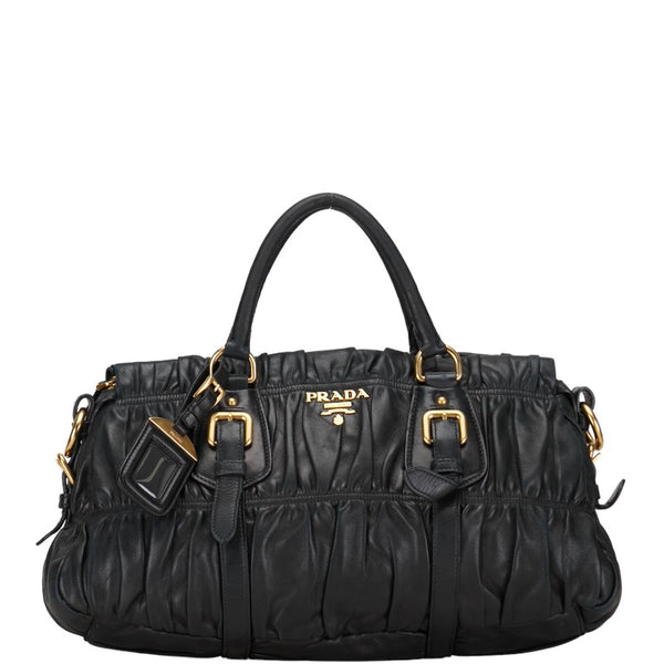 プラダ ハンドバッグ ブラック レザー レディース PRADA 【中古】
