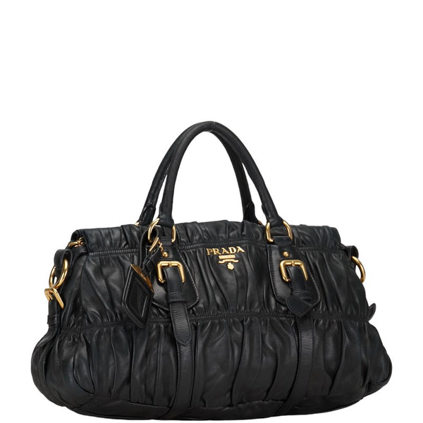プラダ ハンドバッグ ブラック レザー レディース PRADA 【中古】