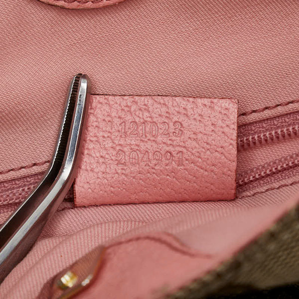 グッチ GGキャンバス ハンドバッグ 121023 ベージュ ピンク キャンバス レザー レディース GUCCI 【中古】