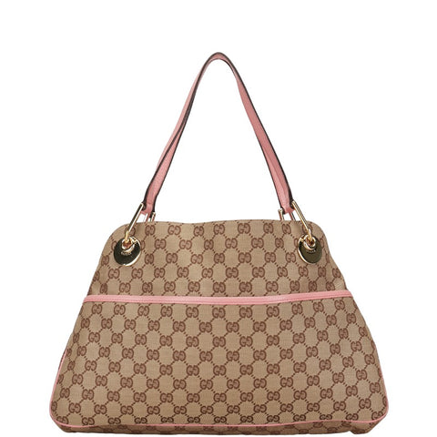 グッチ GGキャンバス ハンドバッグ 121023 ベージュ ピンク キャンバス レザー レディース GUCCI 【中古】