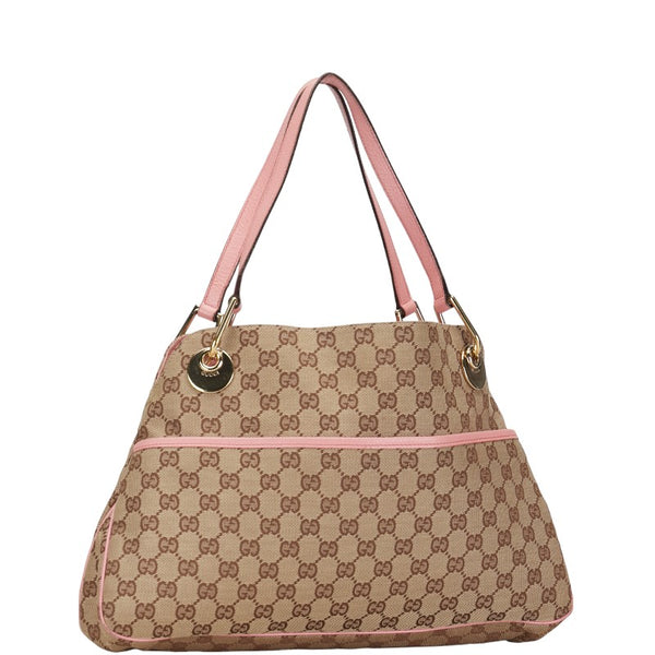 グッチ GGキャンバス ハンドバッグ 121023 ベージュ ピンク キャンバス レザー レディース GUCCI 【中古】