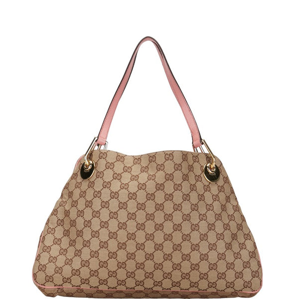グッチ GGキャンバス ハンドバッグ 121023 ベージュ ピンク キャンバス レザー レディース GUCCI 【中古】