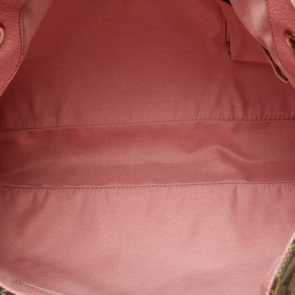 グッチ GGキャンバス ハンドバッグ 121023 ベージュ ピンク キャンバス レザー レディース GUCCI 【中古】