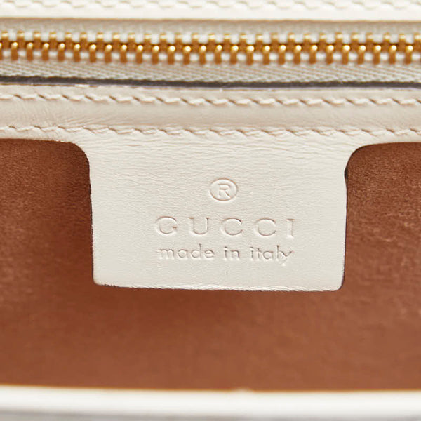 グッチ シルヴィ シェリーライン ショルダーバッグ 421882 ホワイト レザー レディース GUCCI 【中古】