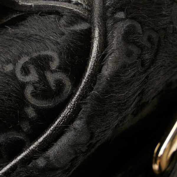 グッチ グッチシマ ハンドバッグ ミニボストン 193604 ブラック ファー レザー レディース GUCCI 【中古】