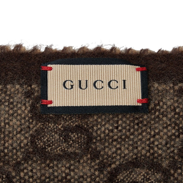 グッチ ロゴ マフラー 676610 ブルー ウール レディース GUCCI 【中古】