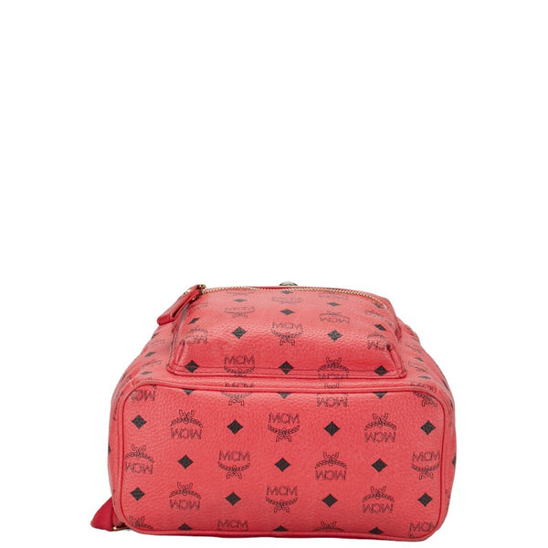 エム シー エム ヴィセトス ロゴグラム スタッズ リュック バックパック ピンク レッド PVC レザー レディース MCM 【中古】
