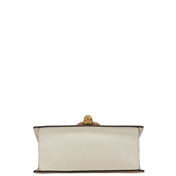 グッチ バンブー フォックスヘッド ハンドバッグ 466432 ホワイト レッド カーフ レザー レディース GUCCI 【中古】