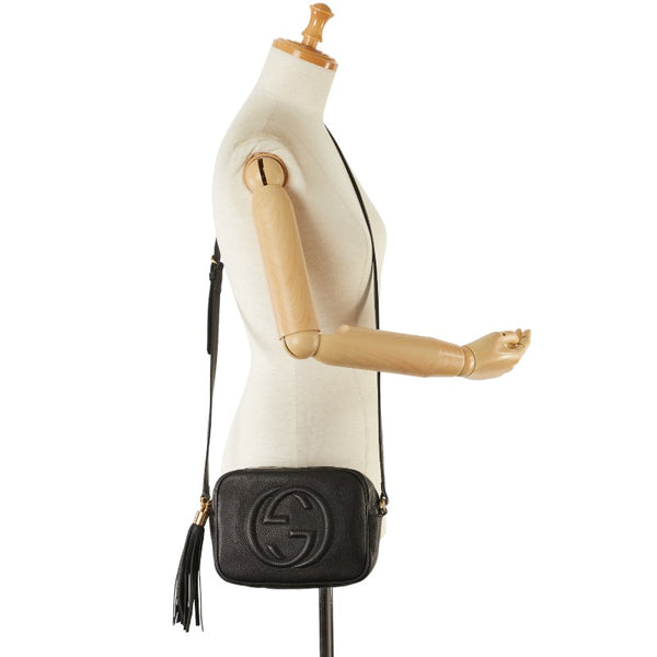 グッチ インターロッキングG ソーホー タッセル スモールディスコ 斜め掛け ショルダーバッグ 308364 ブラック レザー レディース GUCCI 【中古】