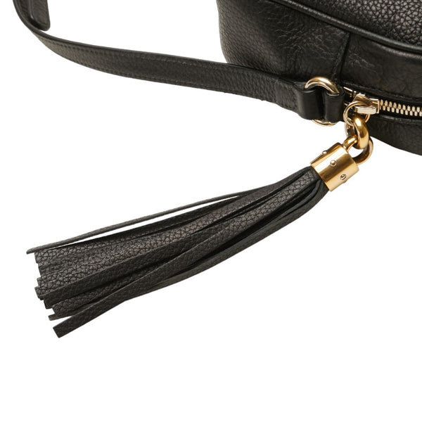 グッチ インターロッキングG ソーホー タッセル スモールディスコ 斜め掛け ショルダーバッグ 308364 ブラック レザー レディース GUCCI 【中古】