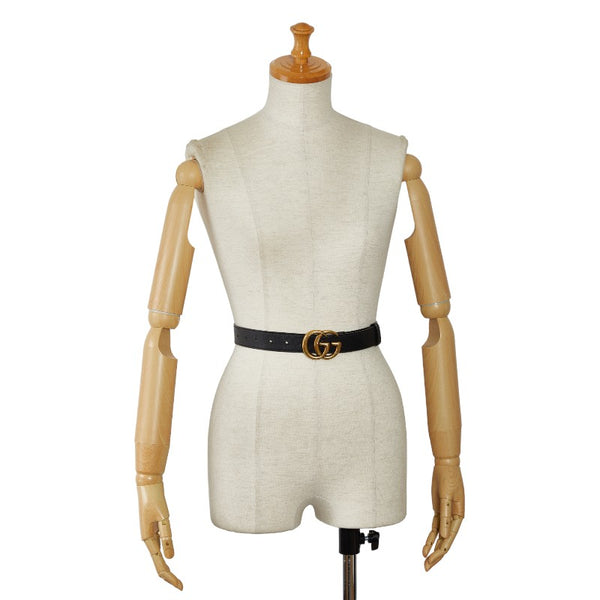 グッチ GGマーモント ベルト サイズ：95/38 214351 ブラック ゴールド レザー レディース GUCCI 【中古】