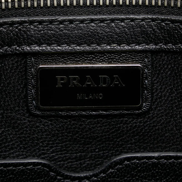 プラダ 三角ロゴプレート サフィアーノ ビジネスバッグ ブリーフケース 書類カバン ブルー レザー レディース PRADA 【中古】