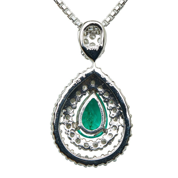 Pt900 プラチナ Pt850 プラチナ エメラルド1.08ct ダイヤ0.70ct ペンダントネックレス レディース 【中古】