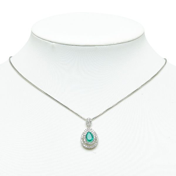 Pt900 プラチナ Pt850 プラチナ エメラルド1.08ct ダイヤ0.70ct ペンダントネックレス レディース 【中古】