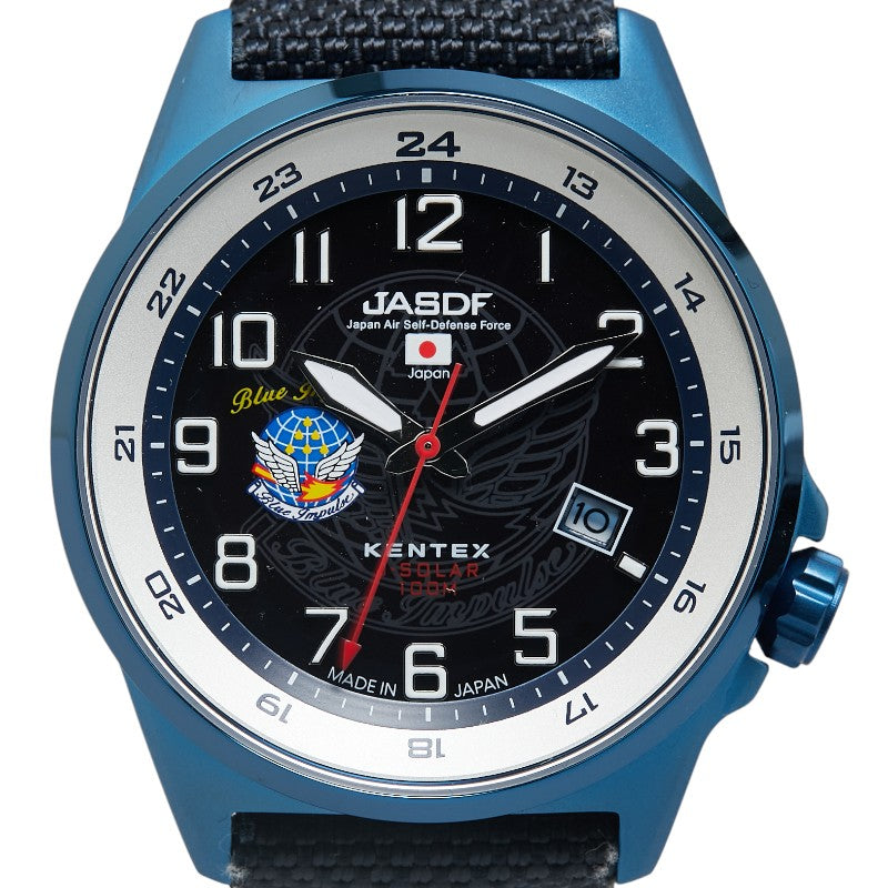ケンテックス ソーラースタンダード 自衛隊 ブルーインパルス 腕時計 S715M-07 クオーツ ネイビー文字盤 ステンレススチール ナイロン メンズ Kentex 【中古】