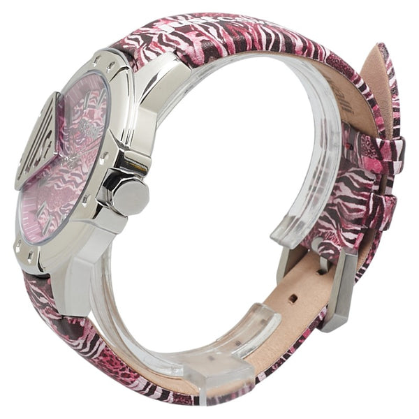 ジャストカヴァリ 腕時計 1G260 クオーツ ピンク文字盤 ステンレススチール レザー レディース Just Cavalli 【中古】