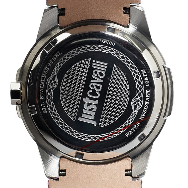 ジャストカヴァリ 腕時計 1G260 クオーツ ピンク文字盤 ステンレススチール レザー レディース Just Cavalli 【中古】