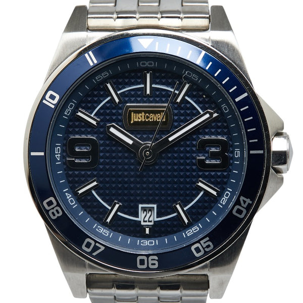 ジャストカヴァリ 腕時計 JCIG014M0075 クオーツ ブルー文字盤 ステンレススチール メンズ Just Cavalli 【中古】