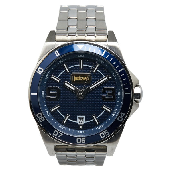 ジャストカヴァリ 腕時計 JCIG014M0075 クオーツ ブルー文字盤 ステンレススチール メンズ Just Cavalli 【中古】