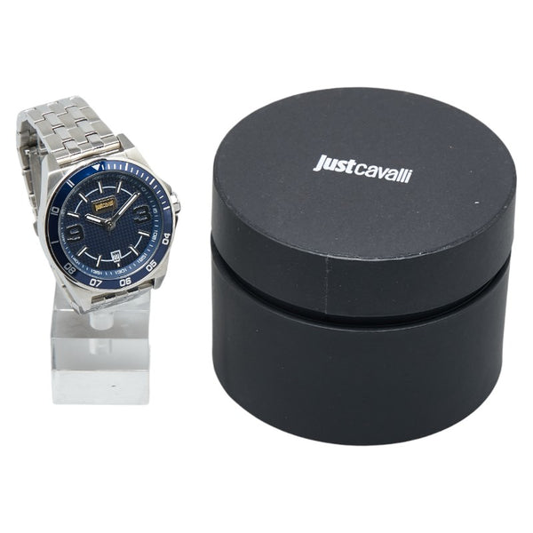ジャストカヴァリ 腕時計 JCIG014M0075 クオーツ ブルー文字盤 ステンレススチール メンズ Just Cavalli 【中古】