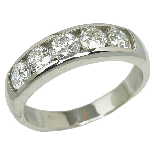 Pt900 プラチナ ダイヤ1.00ct 一文字 リング 指輪 #51 レディース 11号 【中古】