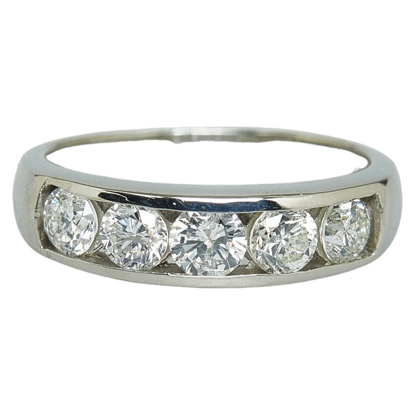 Pt900 プラチナ ダイヤ1.00ct 一文字 リング 指輪 #51 レディース 11号 【中古】
