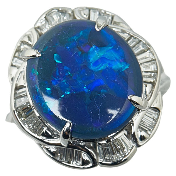 Pt900 プラチナ ブラックオパール5.14ct ダイヤ0.51ct リング 指輪 レディース 10.5号 【中古】