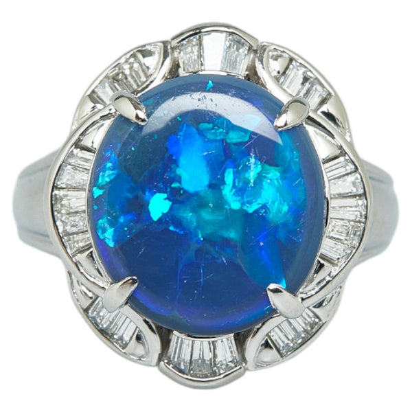 Pt900 プラチナ ブラックオパール5.14ct ダイヤ0.51ct リング 指輪 レディース 10.5号 【中古】