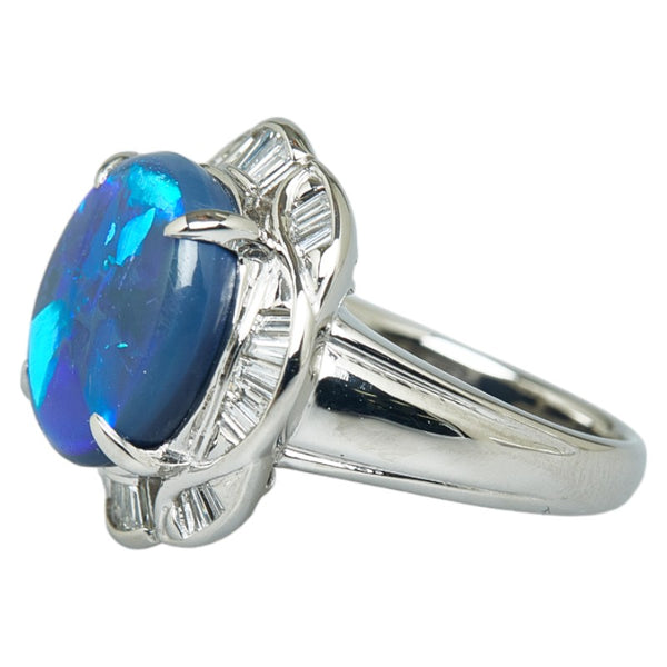 Pt900 プラチナ ブラックオパール5.14ct ダイヤ0.51ct リング 指輪 レディース 10.5号 【中古】