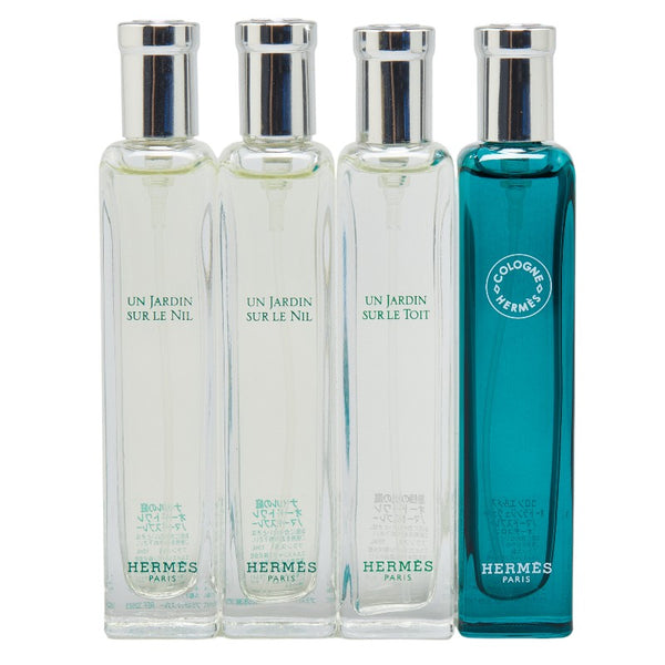 エルメス オーデトワレ オーデコロン ナイルの庭 屋根の上の庭 ヴェルト 香水 15ml×4セット クリア ブルー ガラス レディース HERMES 【中古】