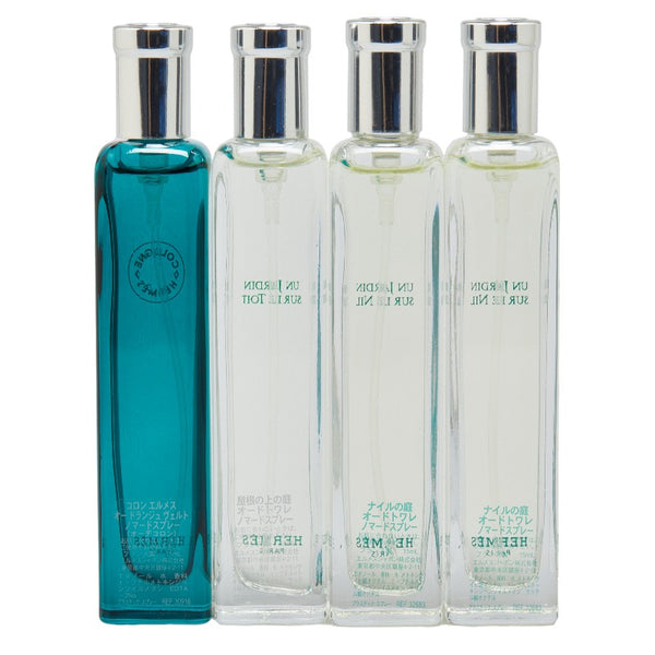 エルメス オーデトワレ オーデコロン ナイルの庭 屋根の上の庭 ヴェルト 香水 15ml×4セット クリア ブルー ガラス レディース HERMES 【中古】