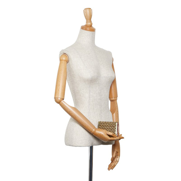 クリスチャンルブタン マカロン スタッズ 三つ折り財布 ゴールド レザー レディース Christian Louboutin 【中古】