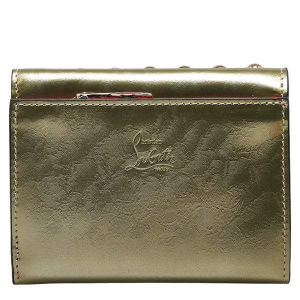 クリスチャンルブタン マカロン スタッズ 三つ折り財布 ゴールド レザー レディース Christian Louboutin 【中古】