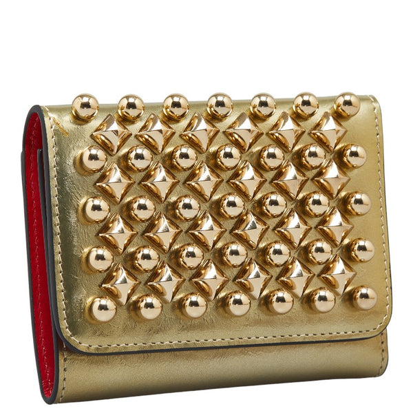 クリスチャンルブタン マカロン スタッズ 三つ折り財布 ゴールド レザー レディース Christian Louboutin 【中古】