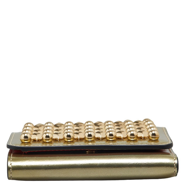 クリスチャンルブタン マカロン スタッズ 三つ折り財布 ゴールド レザー レディース Christian Louboutin 【中古】