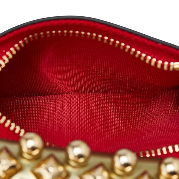 クリスチャンルブタン マカロン スタッズ 三つ折り財布 ゴールド レザー レディース Christian Louboutin 【中古】