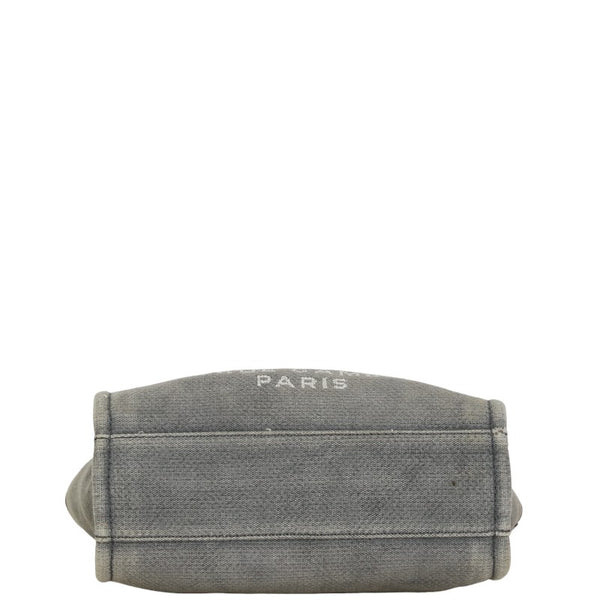 シャネル ココマーク ロゴ ドーヴィルPM チェーントートバック グレー キャンバス レザー レディース CHANEL 【中古】