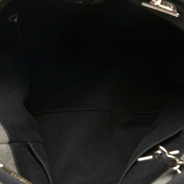 シャネル ココマーク ロゴ ドーヴィルPM チェーントートバック グレー キャンバス レザー レディース CHANEL 【中古】